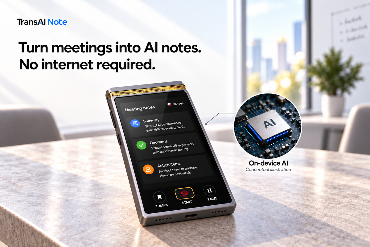 How TransAI Note Creates AI Meeting Notes Without Internet