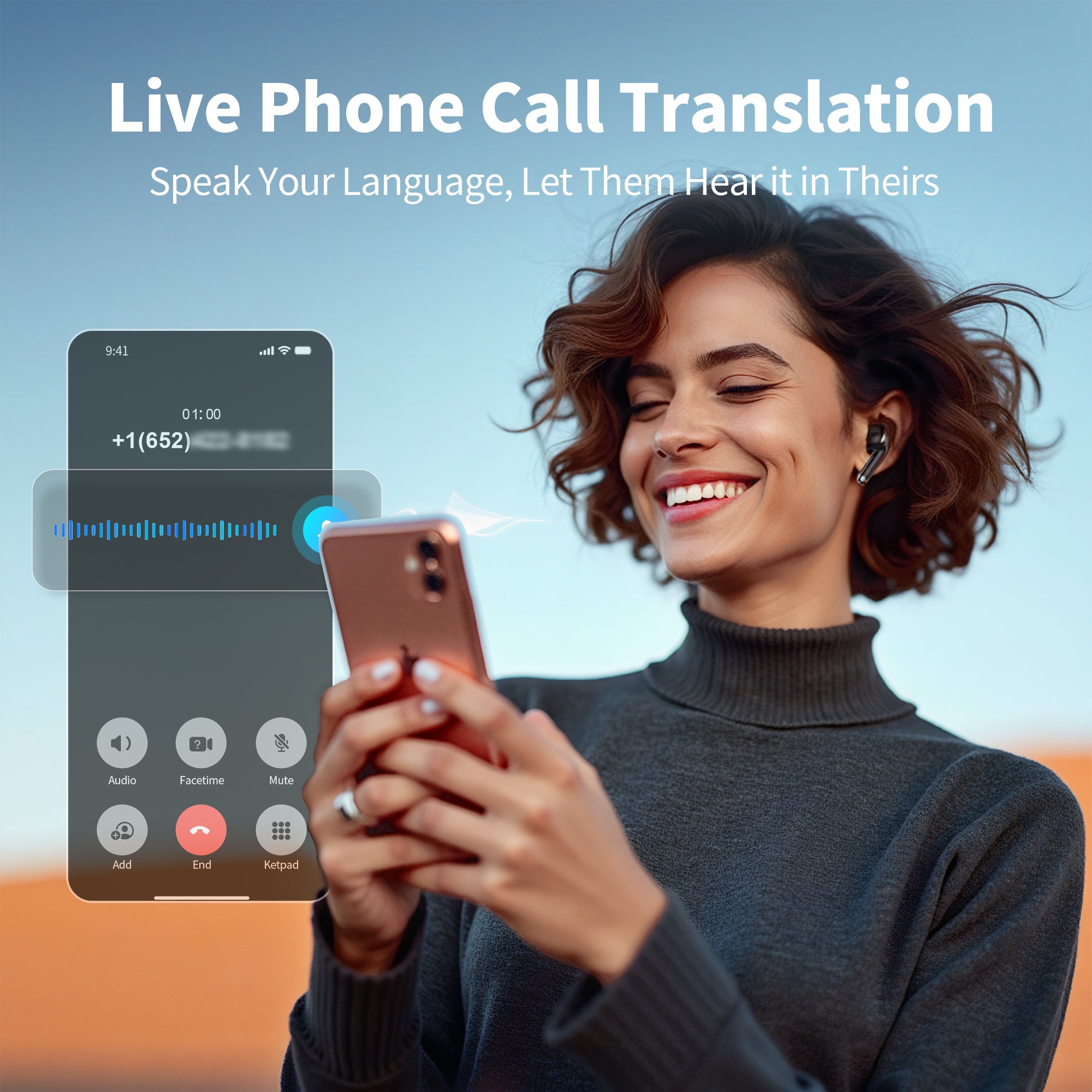 Phone Call Translator Earbuds Works with WhatsApp etc. Real Time Translation Earbuds