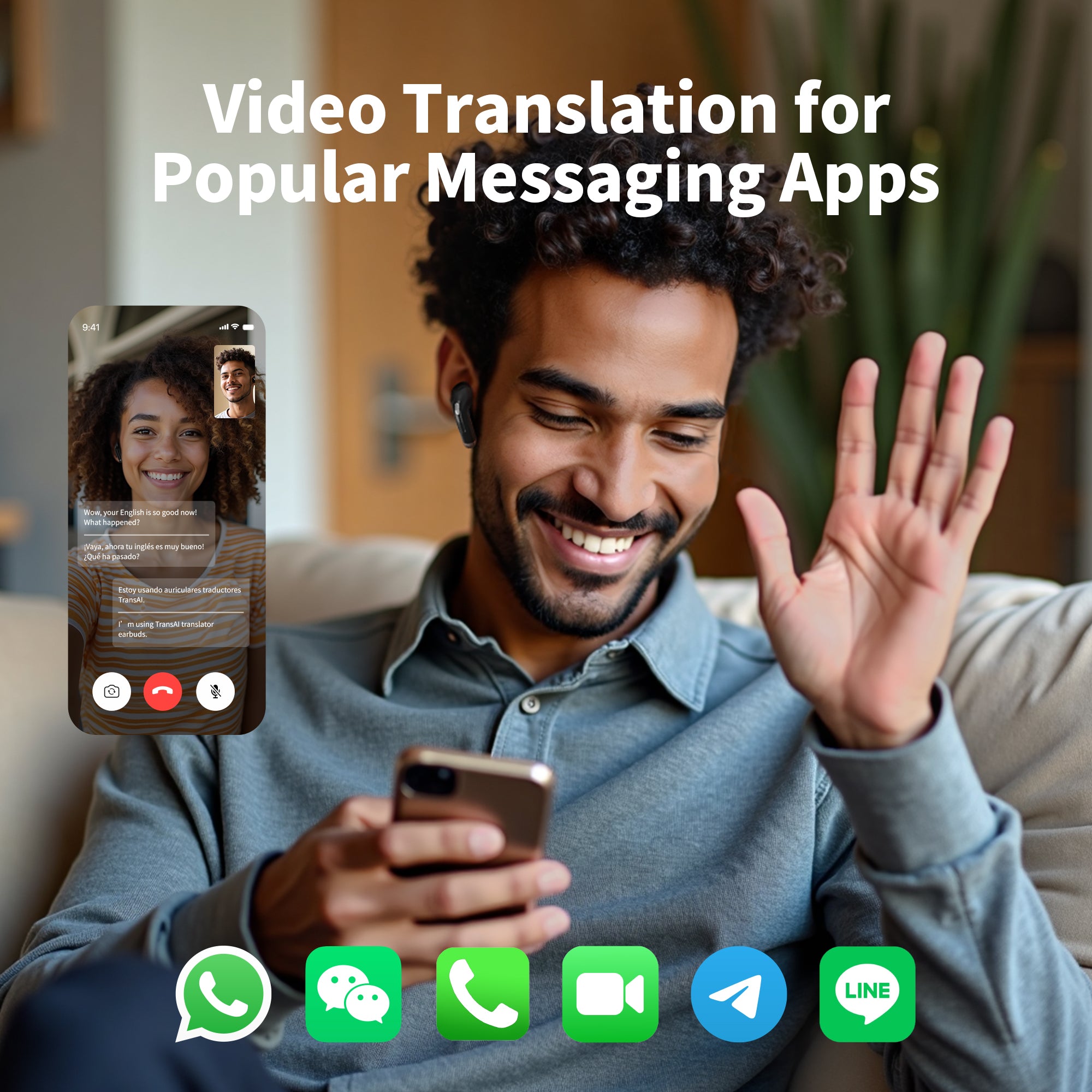 Phone Call Translator Earbuds Works with WhatsApp etc. Real Time Translation Earbuds