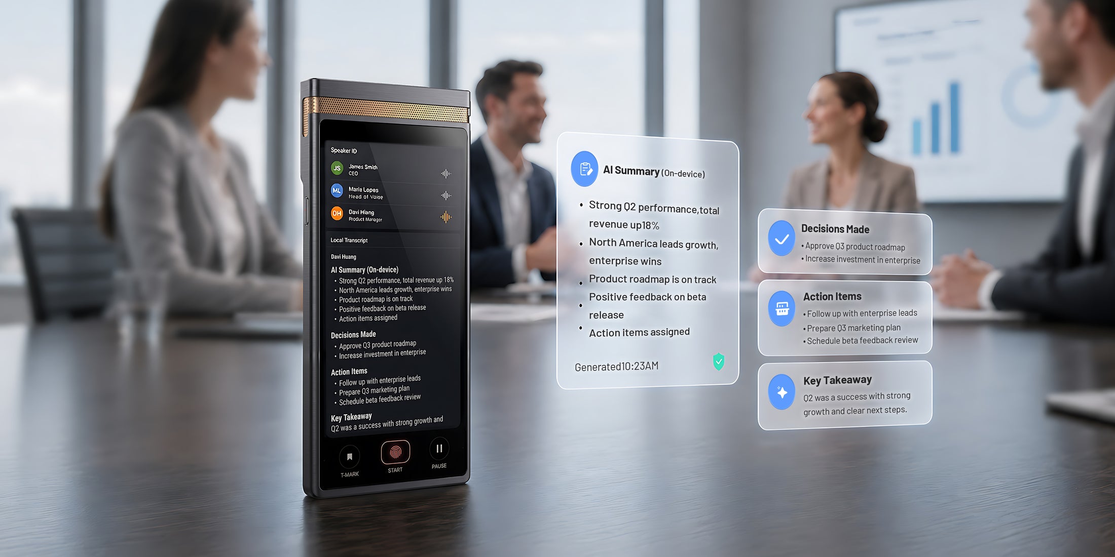 TransAI Note capturing an in-person meeting and whiteboard