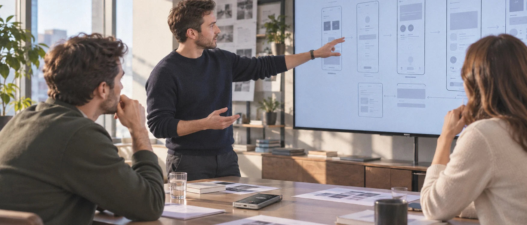 Design team working together in a product development meeting